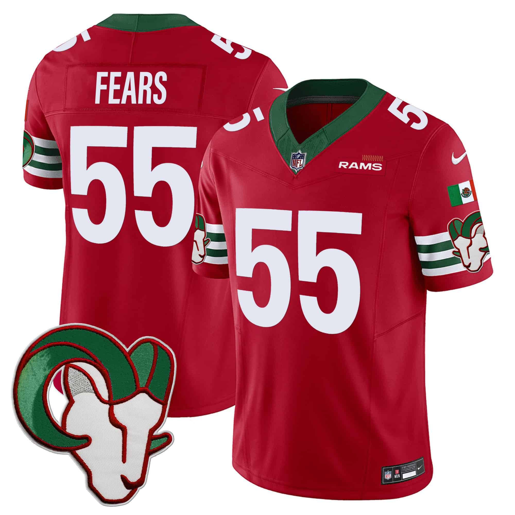 Men Los Angeles Rams 55 Fears Red 2024 Nike Mexico Vapor Limited NFL Jersey style 1